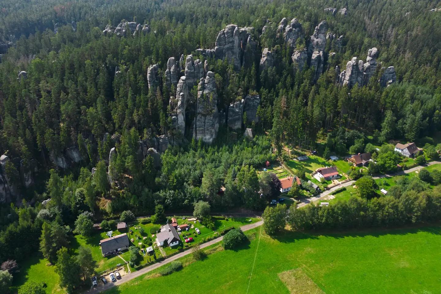 Aerial view of Adršpach
