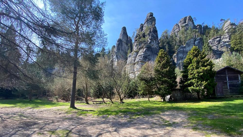 View of the rocks from the garden